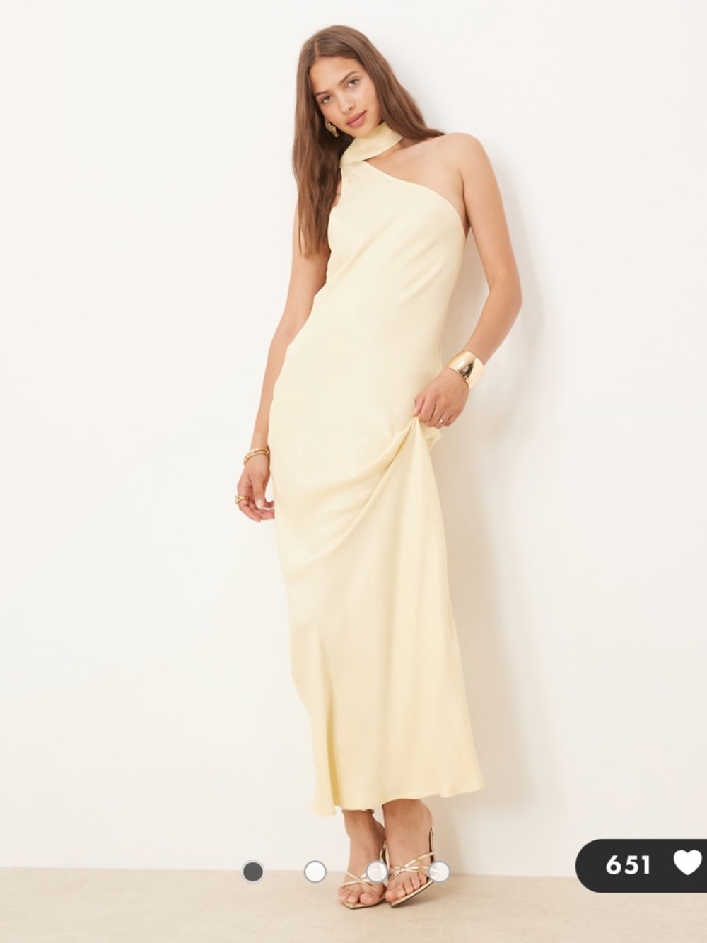 ASOS One-Shoulder Maxi Dress in Pale Yellow